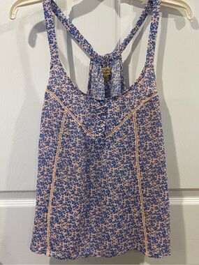 Vera Wang princess Blue Floral Racerback Tank Top large